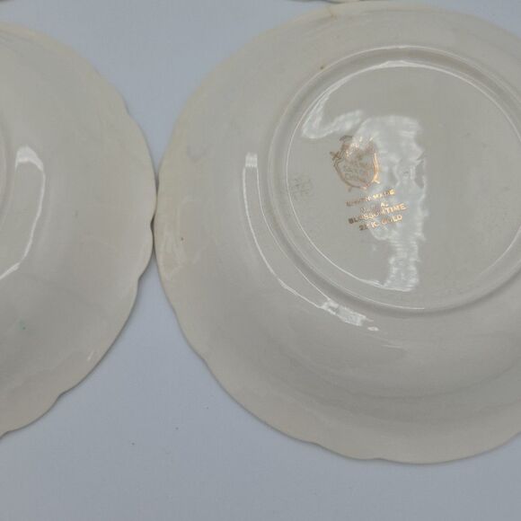 French Saxon China 22k Blossomtime 7.5 Inch Diameter Gold Bowls Set Of 4 Set 1 - Picture 3 of 10